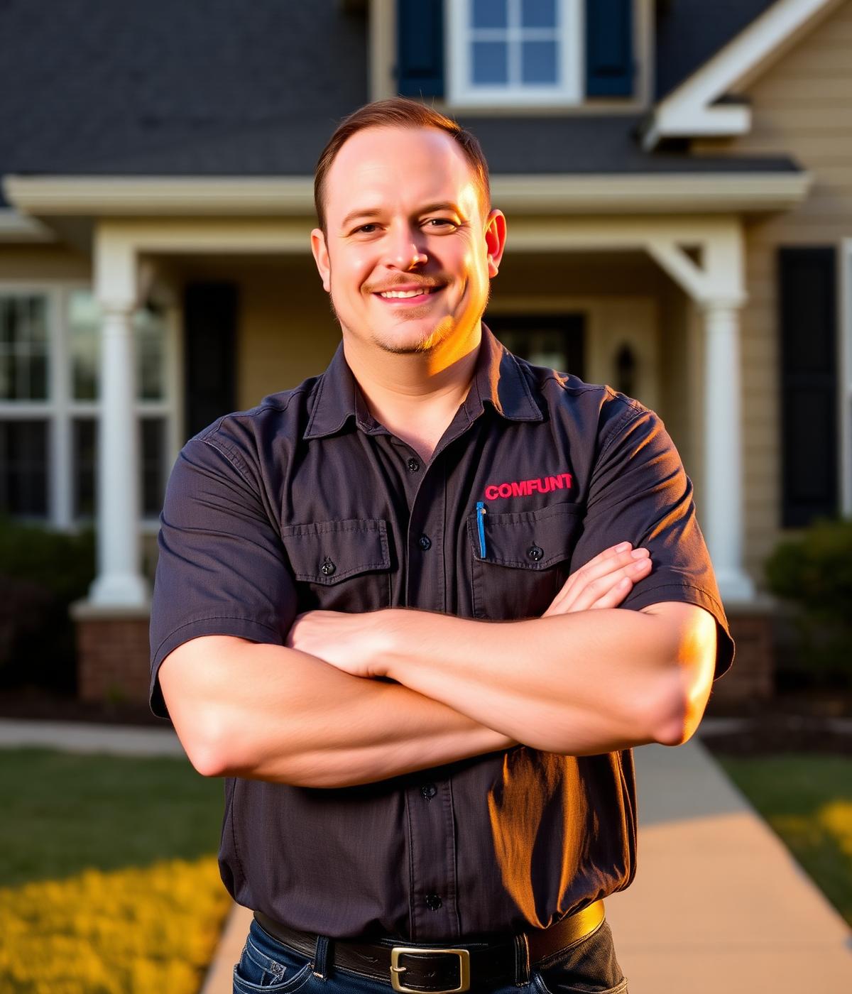 The owner of Jerry's Roofing Inc. in front of a Clarksville TN home
